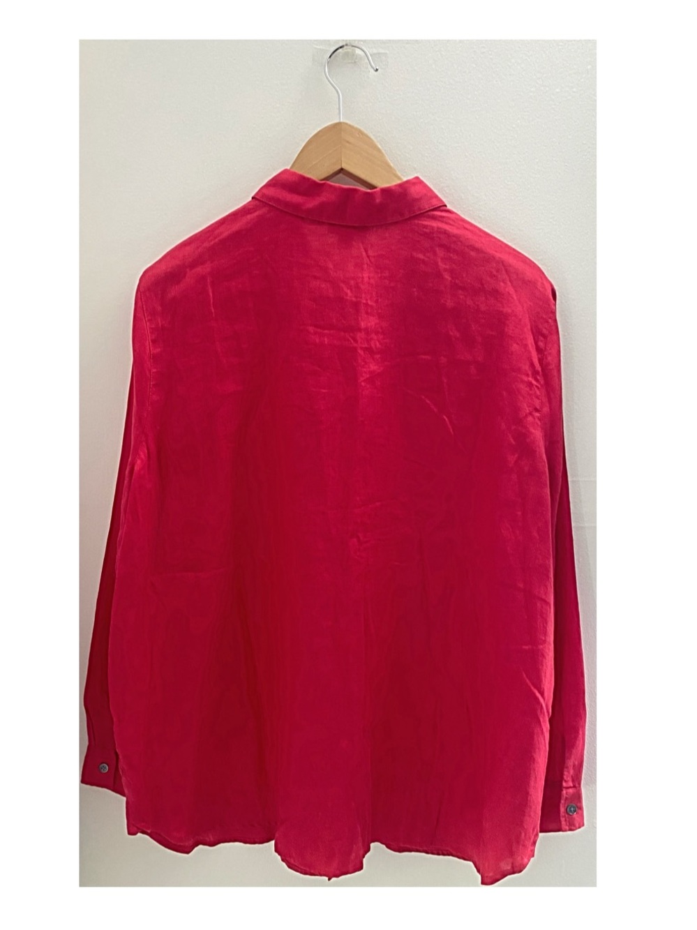 NWT J.Jill 100% Linen Long Sleeve Button Down Shirt in Hibiscus Size Large - Picture 4 of 5